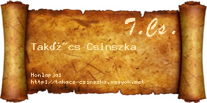 Takács Csinszka névjegykártya